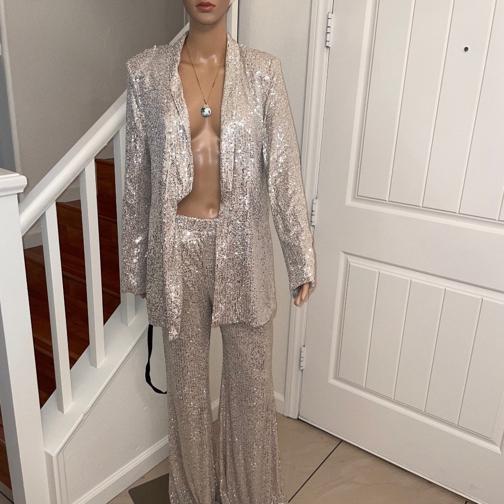 NWT Fashion Nova Sequins Blazer Pant Suit